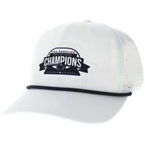 white trucker hat with NCAA Wrestling 2025 National Champions Penn State